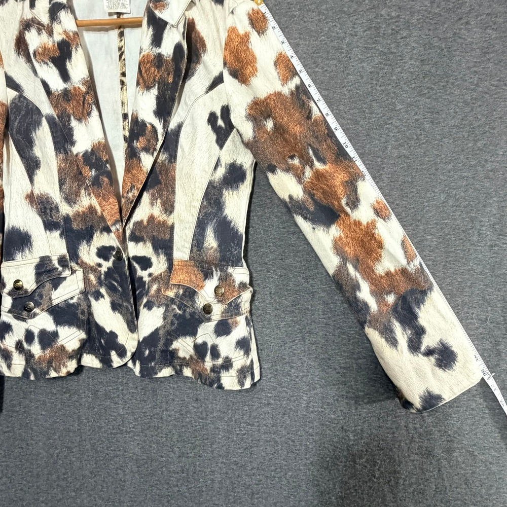 Vintage Just Cavalli Women Blazer M Cowhide Animal Printed Y2K Western Indie - Picture 6 of 16